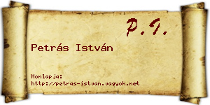 Petrás István névjegykártya